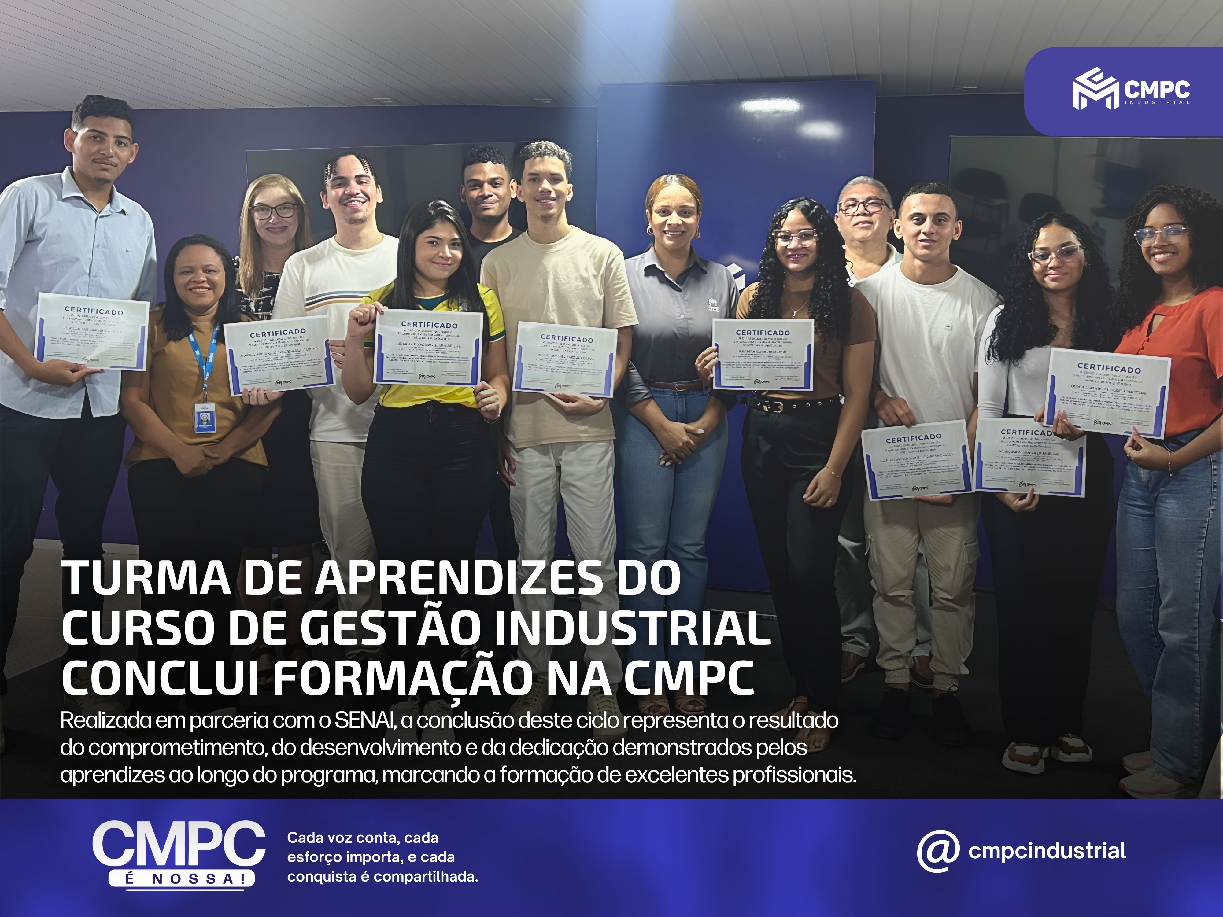 Novos talentos em campo: CMPC e SENAI celebram a formação da turma de aprendizes em Gestão Industrial
