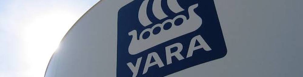 Tanque de armazenamento com a marca Yara